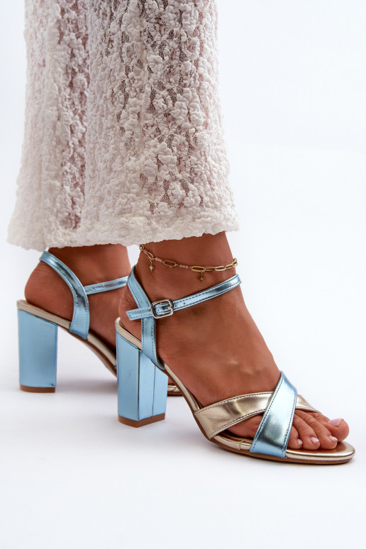 Eko Oda Elegante High-Heel-Sandalen Record blau-goldene Farbe Abilica