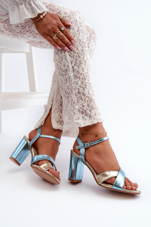 Eko Oda Elegante High-Heel-Sandalen Record blau-goldene Farbe Abilica