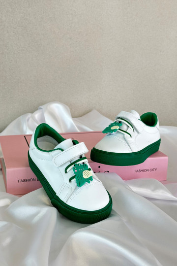 Kinder-Sneaker Freizeitschuhe Z Przypinku Weiß-grüne Farbe Pennyn 2