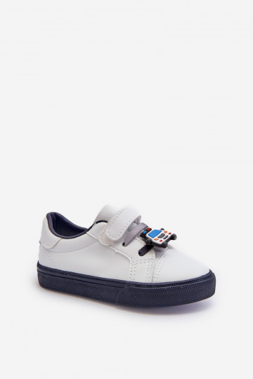 Kinder-Sneaker Freizeitschuhe Z Przypinku Weiß-dunkelblaue Farbe Pennyn