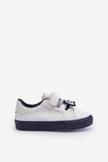 Kinder-Sneaker Freizeitschuhe Z Przypinku Weiß-dunkelblaue Farbe Pennyn 2