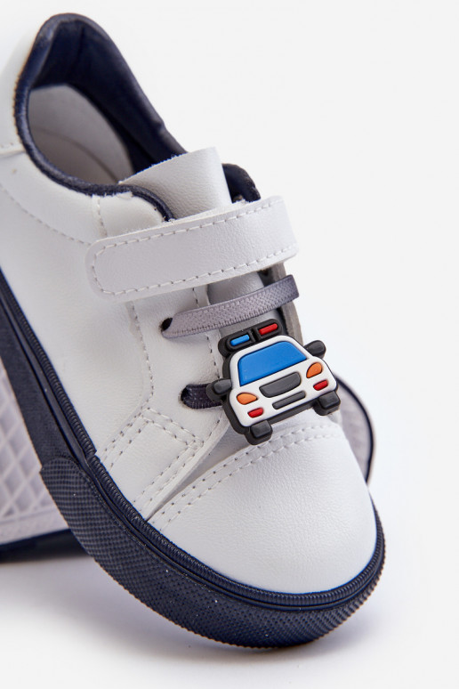 Kinder-Sneaker Freizeitschuhe Z Przypinku Weiß-dunkelblaue Farbe Pennyn
