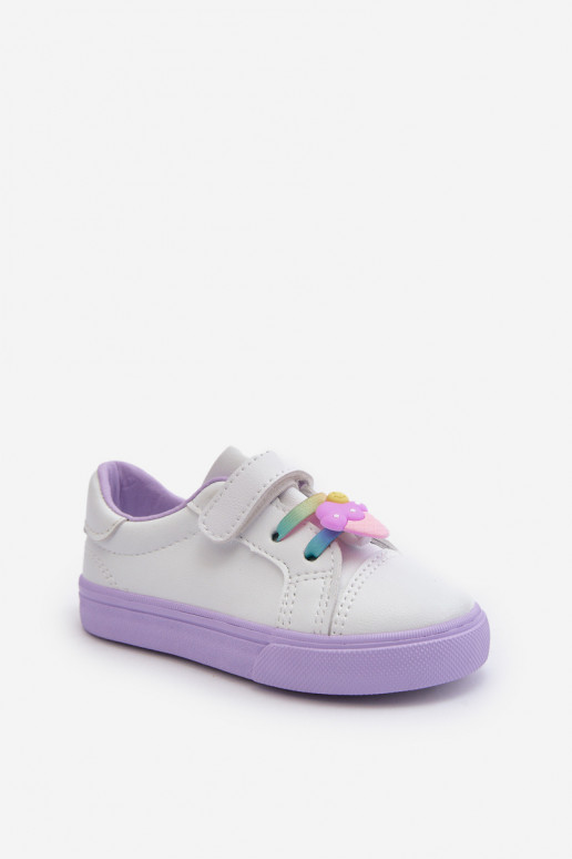 Kinder-Sneaker Freizeitschuhe Z Przypinku Weiß-Lila Farbe Pennyn