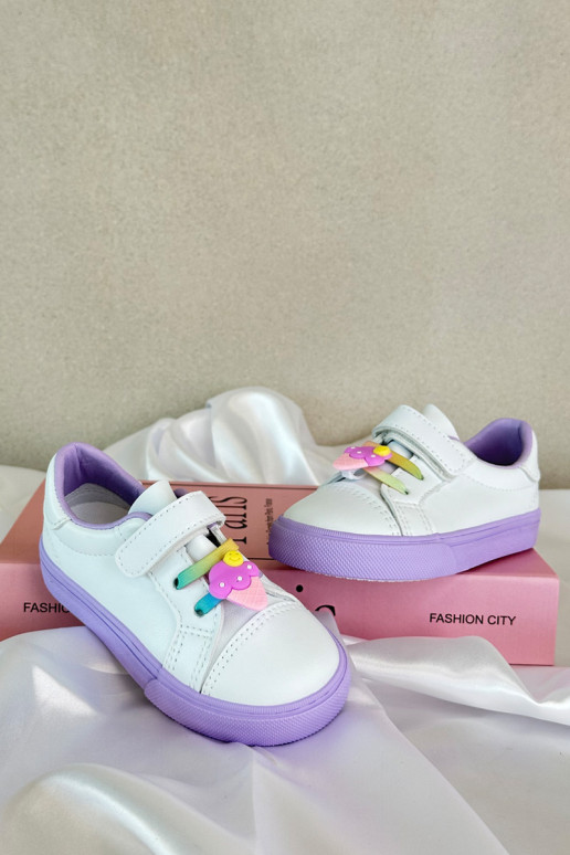 Kinder-Sneaker Freizeitschuhe Z Przypinku Weiß-Lila Farbe Pennyn