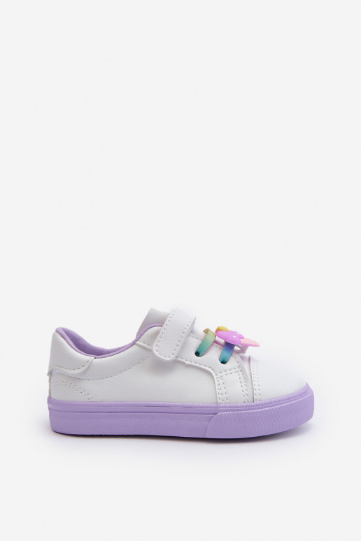 Kinder-Sneaker Freizeitschuhe Z Przypinku Weiß-Lila Farbe Pennyn