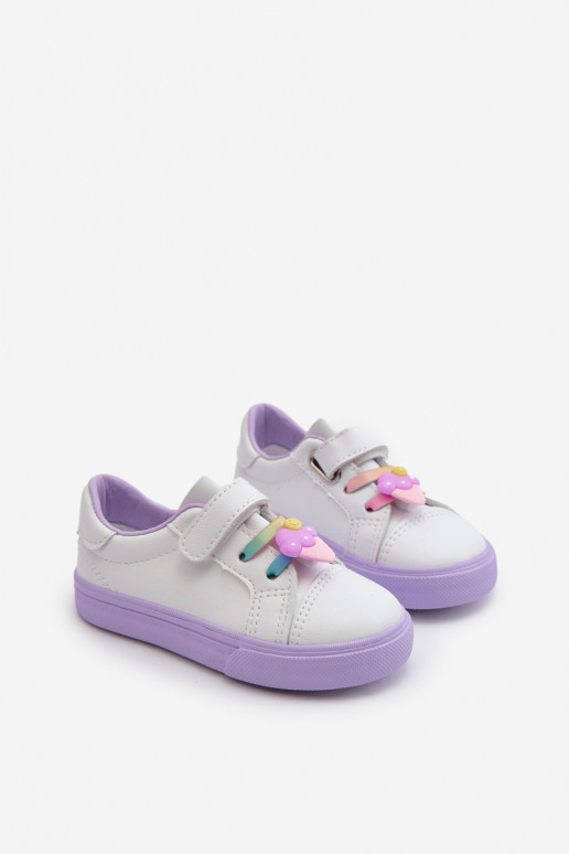 Kinder-Sneaker Freizeitschuhe Z Przypinku Weiß-Lila Farbe Pennyn