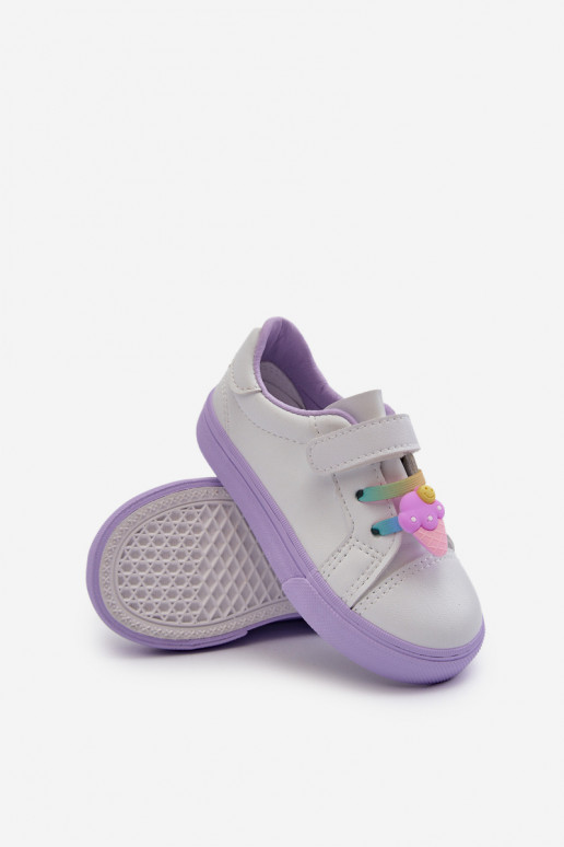 Kinder-Sneaker Freizeitschuhe Z Przypinku Weiß-Lila Farbe Pennyn
