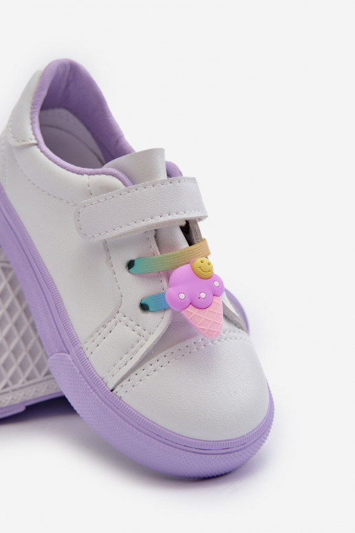 Kinder-Sneaker Freizeitschuhe Z Przypinku Weiß-Lila Farbe Pennyn
