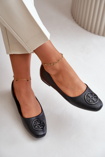 Ballerinas Damen mit Ornamenten Eco-Leder in der Farbe Schwarz Rhodike 2