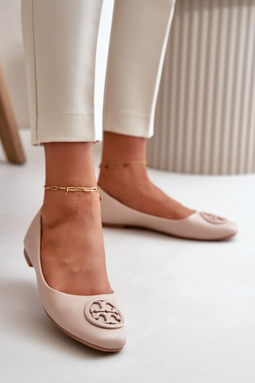 Ballerinas Damen mit Ornamenten Eco-Leder beige Rhodike Ballerinas Damen mit Ornamenten Eco-Leder beige Rhodike