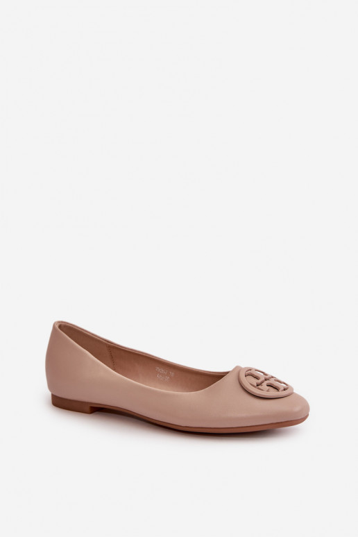 Ballerinas Damen mit Ornamenten Eco-Leder beige Rhodike Ballerinas Damen mit Ornamenten Eco-Leder beige Rhodike