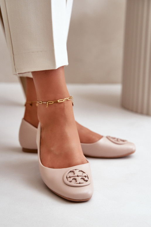 Ballerinas Damen mit Ornamenten Eco-Leder beige Rhodike Ballerinas Damen mit Ornamenten Eco-Leder beige Rhodike