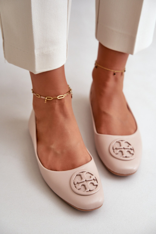 Ballerinas Damen mit Ornamenten Eco-Leder beige Rhodike Ballerinas Damen mit Ornamenten Eco-Leder beige Rhodike