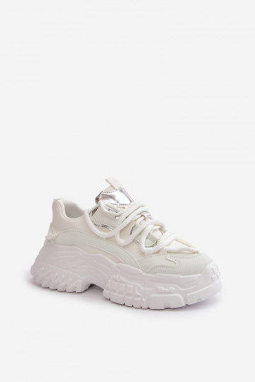 Sneakers Modell Schuhe Damen mit modischen massiven Sohlen in der weißen Farbe Nevela 2