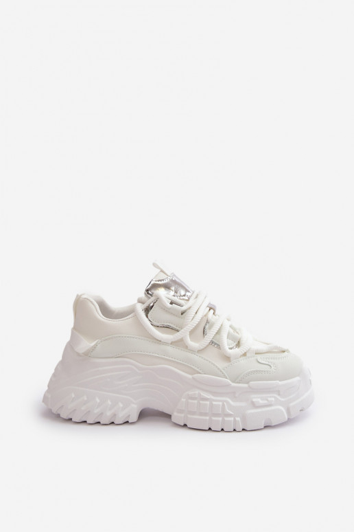 Sneakers Modell Schuhe Damen mit modischen massiven Sohlen in der weißen Farbe Nevela Sneakers Modell Schuhe Damen mit modischen massiven Sohlen in der weißen Farbe Nevela