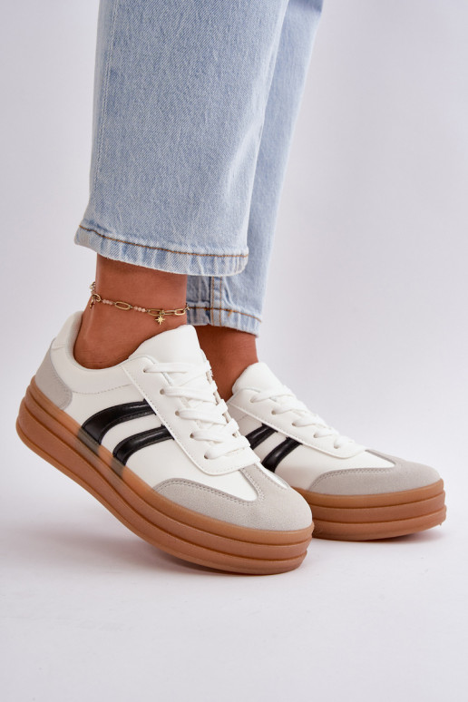 Sneakers Modell Schuhe Damen mit Plateau weiß-graue Farbe Nesonice Sneakers Modell Schuhe Damen mit Plateau weiß-graue Farbe Nesonice