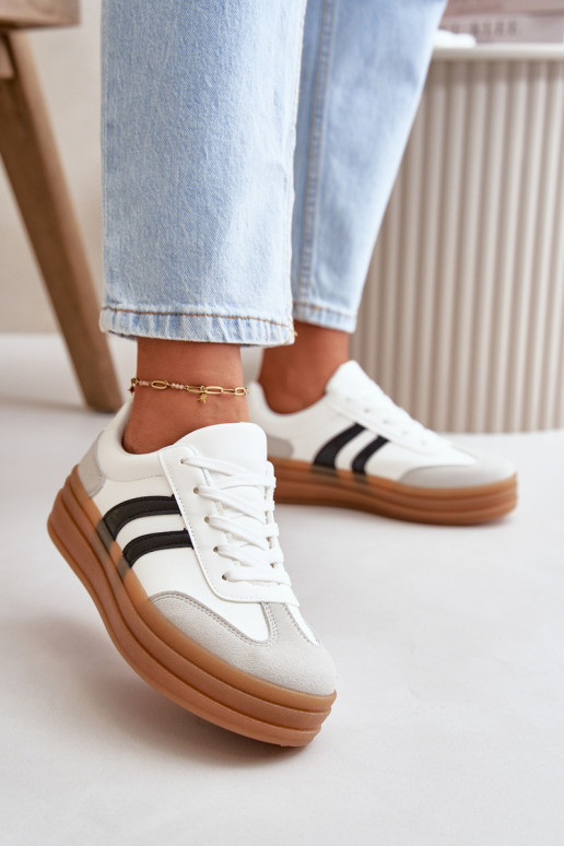 Sneakers Modell Schuhe Damen mit Plateau weiß-graue Farbe Nesonice Sneakers Modell Schuhe Damen mit Plateau weiß-graue Farbe Nesonice