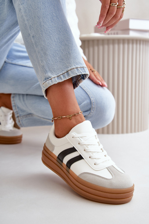Sneakers Modell Schuhe Damen mit Plateau weiß-graue Farbe Nesonice Sneakers Modell Schuhe Damen mit Plateau weiß-graue Farbe Nesonice