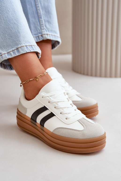 Sneakers Modell Schuhe Damen mit Plateau weiß-graue Farbe Nesonice Sneakers Modell Schuhe Damen mit Plateau weiß-graue Farbe Nesonice