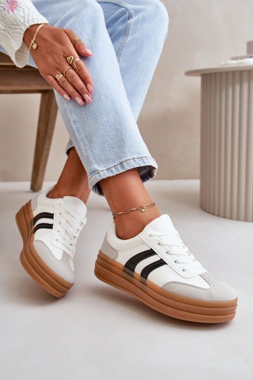Sneakers Modell Schuhe Damen mit Plateau weiß-graue Farbe Nesonice Sneakers Modell Schuhe Damen mit Plateau weiß-graue Farbe Nesonice