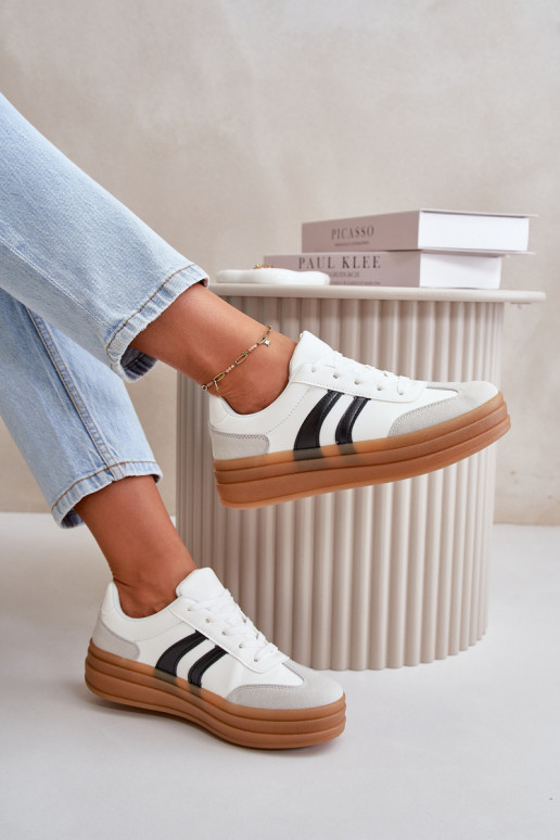 Sneakers Modell Schuhe Damen mit Plateau weiß-graue Farbe Nesonice Sneakers Modell Schuhe Damen mit Plateau weiß-graue Farbe Nesonice