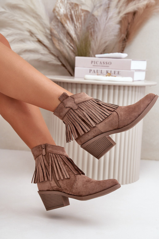 Damenstiefel im Cowboy-Stil „To the Castle“ aus braunem Öko-Wildleder S.Barski HY42-127 Damenstiefel im Cowboy-Stil „To the Castle“ aus braunem Öko-Wildleder S.Barski HY42-127