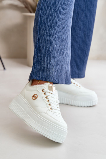 Turnschuhe Modell Schuhe Sportschuhe Damen erwärmt mit modischen massiven Sohlen weiße Farbe Ardiela 2