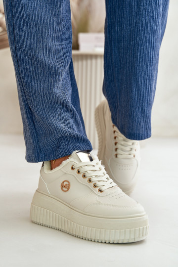 Sneakers Modell Schuhe Sportschuhe Damen erwärmt mit modischen massiven Sohlen beige Ardiela 2