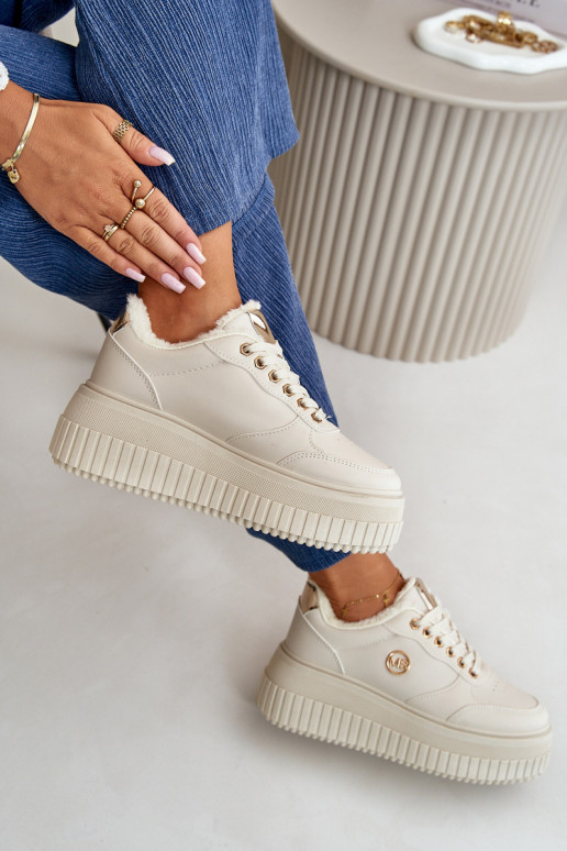 Sneakers Modell Schuhe Sportschuhe Damen erwärmt mit modischen massiven Sohlen beige Ardiela