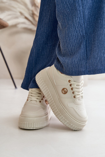 Turnschuhe Modell Schuhe Sportschuhe Damen warm mit modischen massiven Sohlen beige Verissha 2