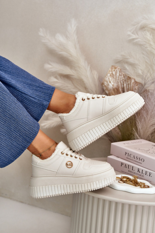 Turnschuhe Modell Schuhe Sportschuhe Damen warm mit modischen massiven Sohlen beige Verissha