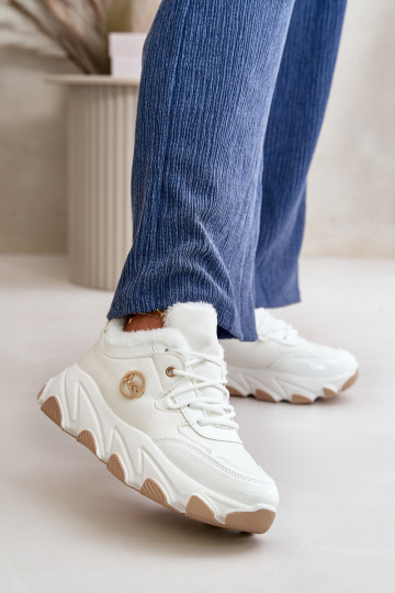 Damen-Sportschuhe mit Schnürsenkeln und Plateausohle in der Farbe Weiß von Biaola