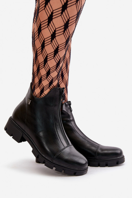 Gewärmte Damenstiefel aus schwarzem Öko-Leder in der Farbe Verietta