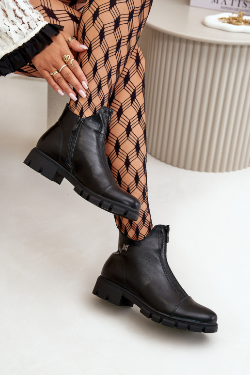 Gewärmte Damenstiefel aus schwarzem Öko-Leder in der Farbe Verietta