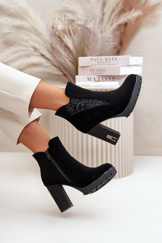 Gewärmte Damenstiefel Hoher Pfosten Z Haftem schwarze Farbe Verissae Gewärmte Damenstiefel Hoher Pfosten Z Haftem schwarze Farbe Verissae