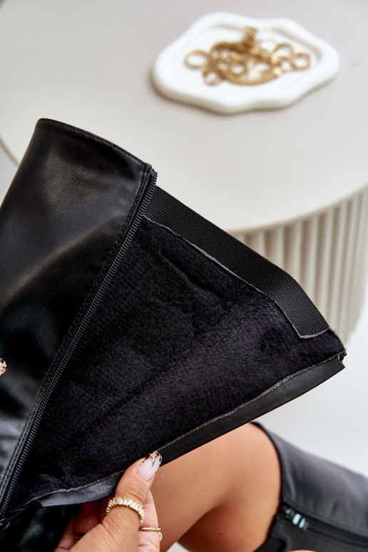 Feminin sich Zuarm laufen Stiefel mit breiten Absätzen mit goldenen Schnallen schZuarze Farbe Arsisna Feminin sich Zuarm laufen Stiefel mit breiten Absätzen mit goldenen Schnallen schZuarze Farbe Arsisna