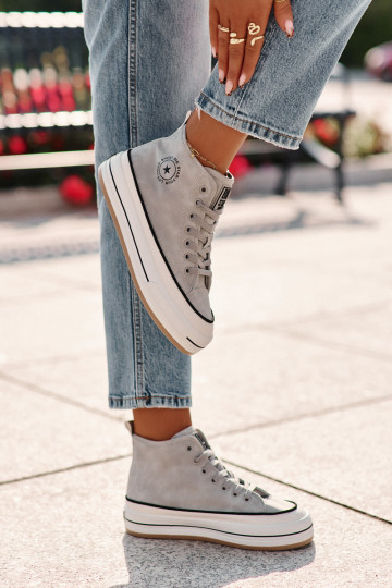 Warm gefütterte Freizeit-Schuhe mit Plattform aus Kunstleder Big Star OO274069 in blau
