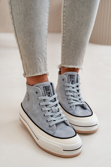 Warm gefütterte Freizeit-Schuhe mit Plattform aus Kunstleder Big Star OO274069 in blau 2