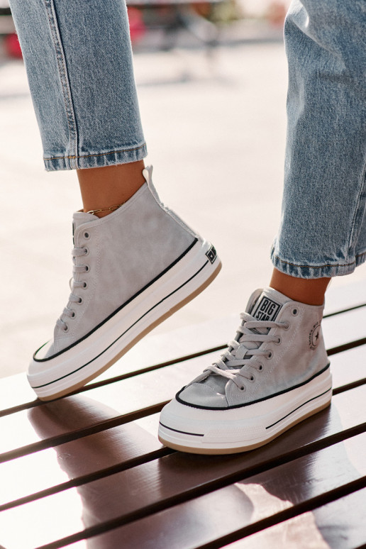 sich Zuarm laufen Freizeitschuhe mit einer Plattform Eko Haut Big Star OO274069 blaue Farbe