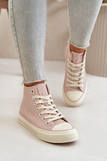 Freizeitschuhe sich Zuarm laufen aus Öko-Leder pinke Farbe Big Star OO274933