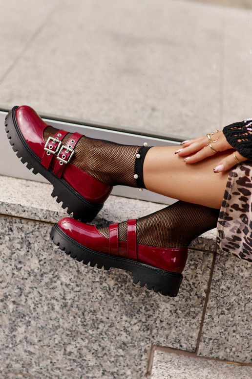 Schuhe Feminin mit Streifen mit Lackeffekt Burgund Terione