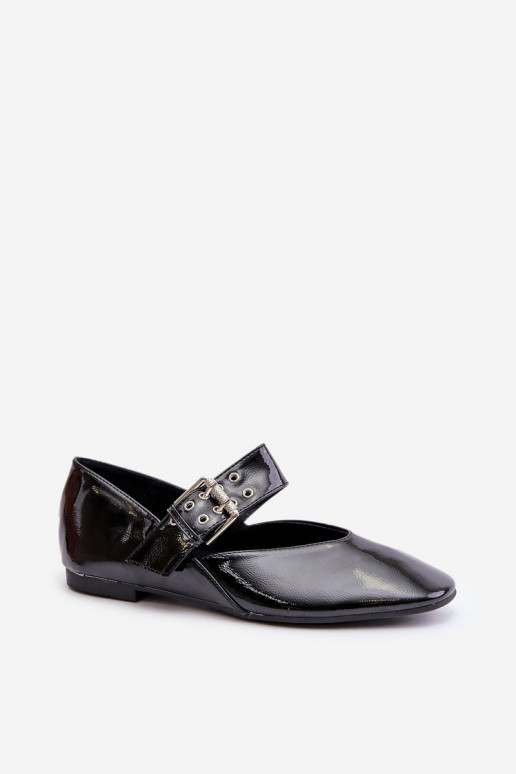 Lackierte Ballerinas mit Riemen schZuarze Farbe Azirae Lackierte Ballerinas mit Riemen schZuarze Farbe Azirae