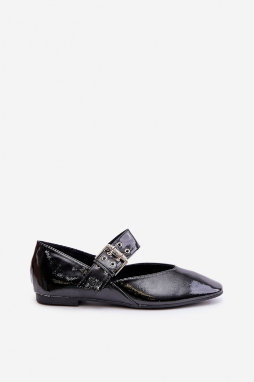Lackierte Ballerinas mit Riemen schZuarze Farbe Azirae Lackierte Ballerinas mit Riemen schZuarze Farbe Azirae