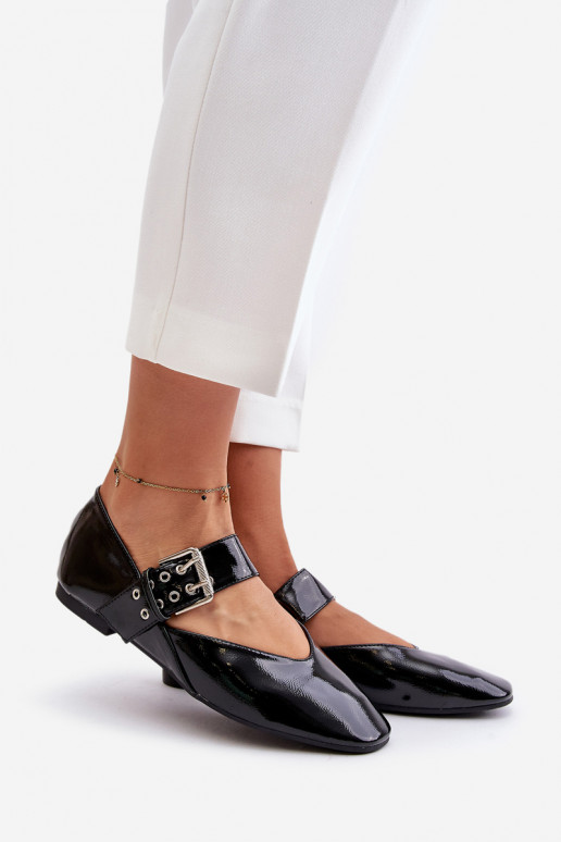 Lackierte Ballerinas mit Riemen schZuarze Farbe Azirae Lackierte Ballerinas mit Riemen schZuarze Farbe Azirae