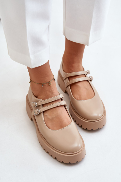 Feminin Schuhe mit Streifen Beige Rialuna Feminin Schuhe mit Streifen Beige Rialuna