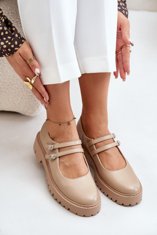 Feminin Schuhe mit Streifen Beige Rialuna Feminin Schuhe mit Streifen Beige Rialuna
