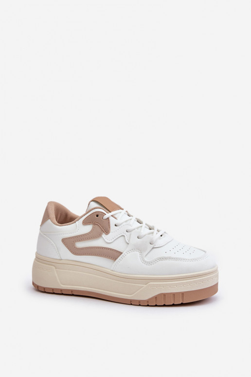 Feminin Sneakers Stilvollllschuhe aus Öko-Leder mit einer Plattform INeiß-Beige Henizore