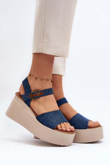 Jeans-Plateausandalen in...