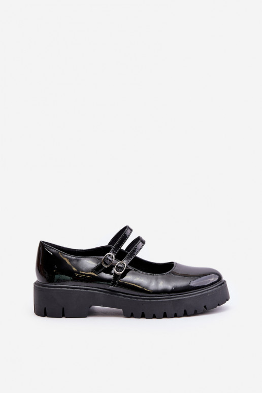 mit Lackeffekt Feminin Schuhe mit Streifen schZuarze Farbe Rialuna mit Lackeffekt Feminin Schuhe mit Streifen schZuarze Farbe Rialuna