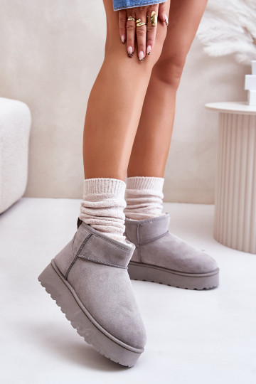 Schneestiefel Damen mit Plateau zum Wärmen mit Fell innen in grauer Farbe Xamella 2